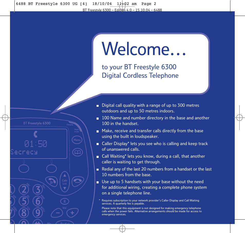 Welcome | BT 6300 User Manual | Page 2 / 64