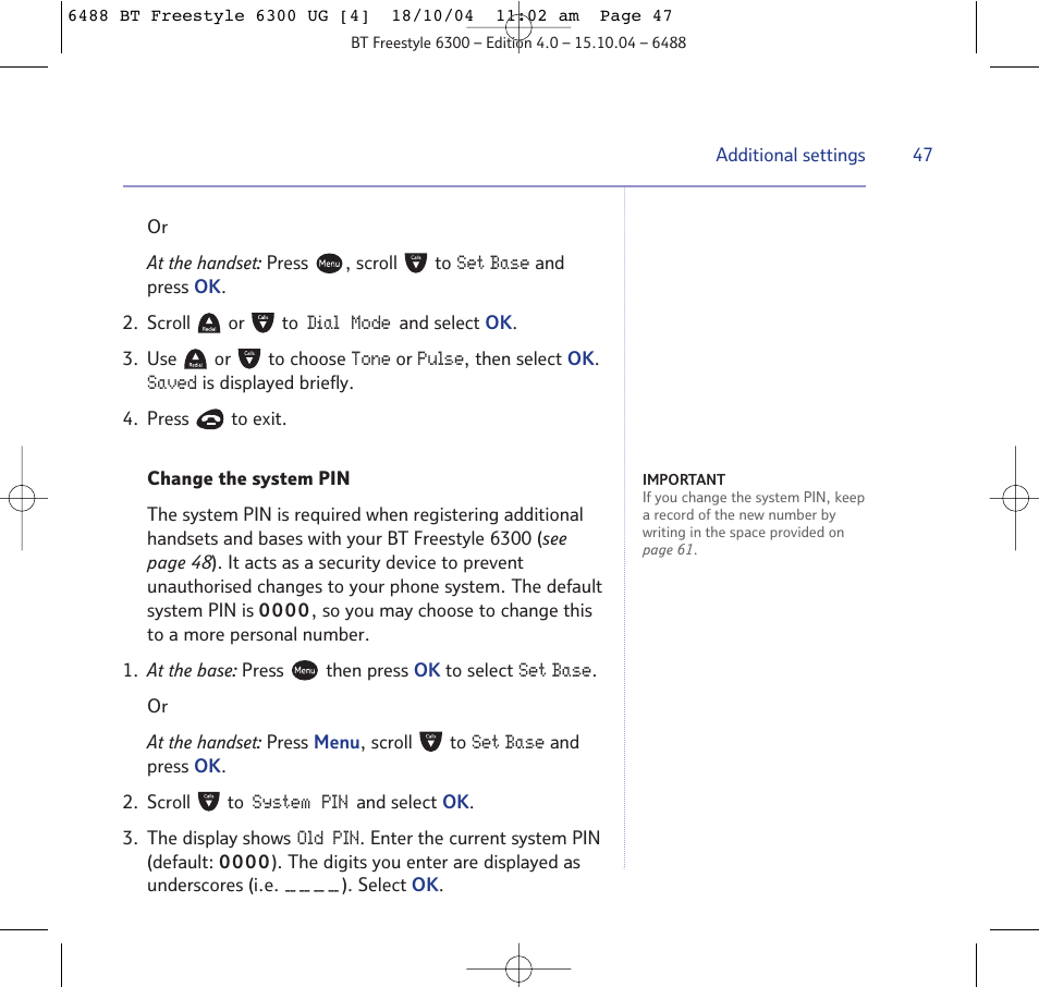 BT 6300 User Manual | Page 47 / 64