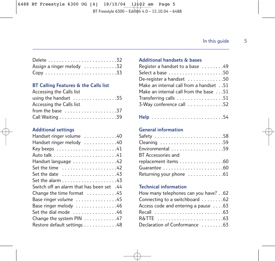 BT 6300 User Manual | Page 5 / 64