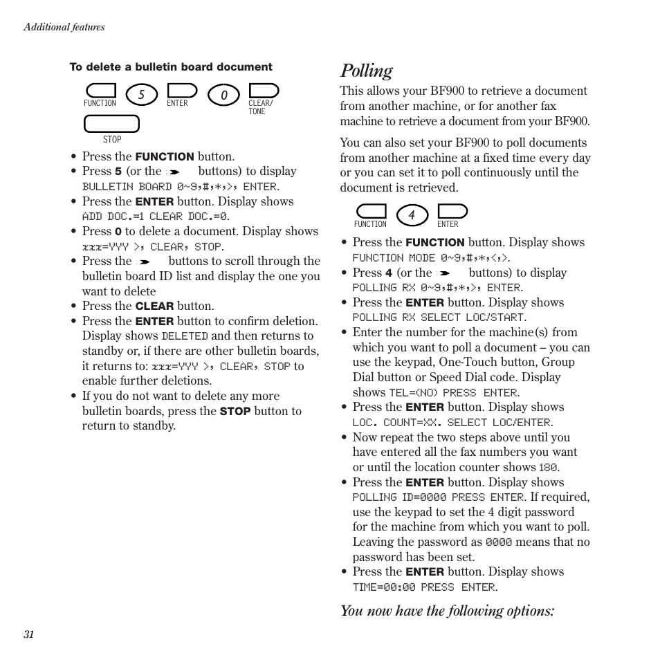 Polling, You now have the following options | BT BF900 User Manual | Page 32 / 63