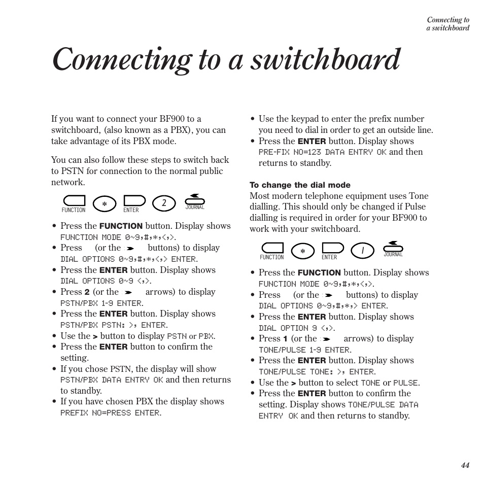 Connecting to a switchboard | BT BF900 User Manual | Page 45 / 63