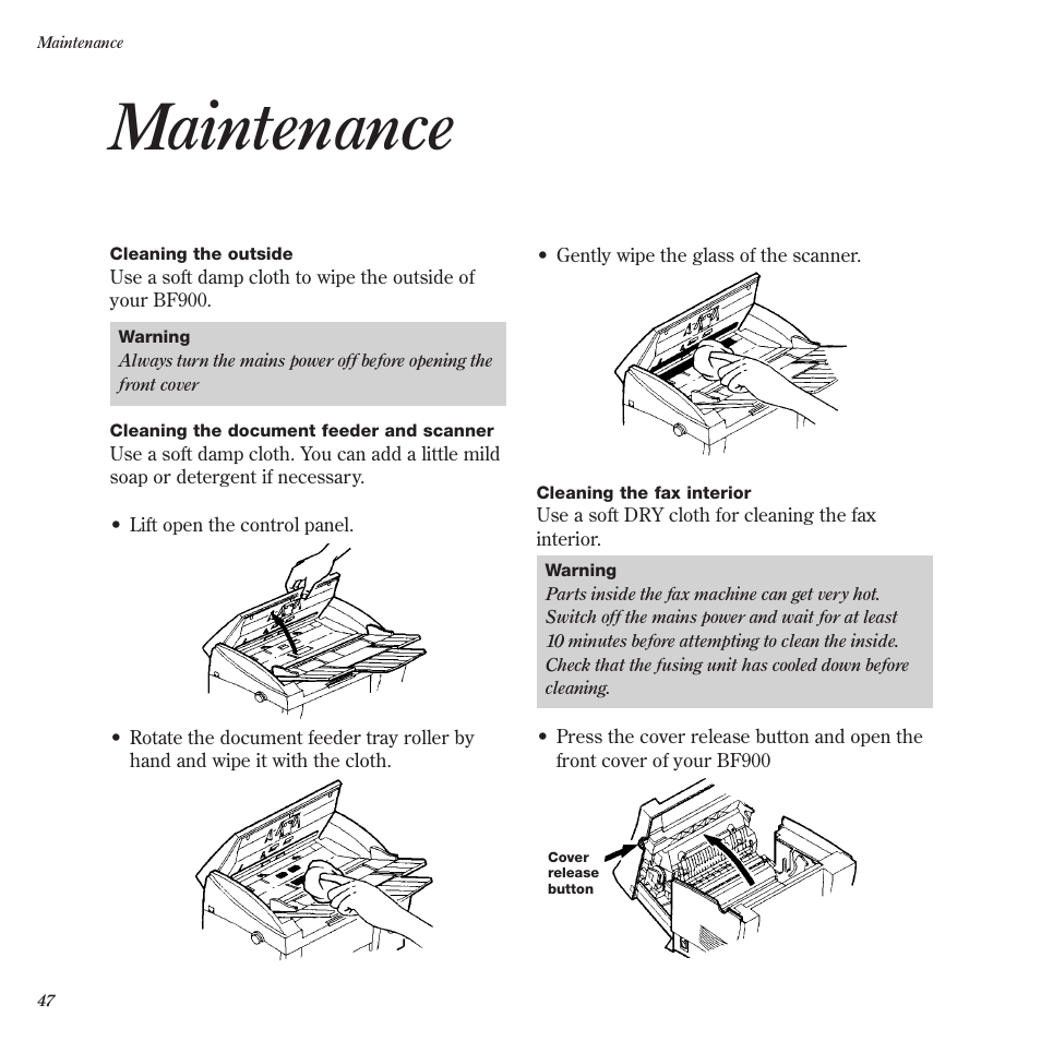 Maintenance | BT BF900 User Manual | Page 48 / 63