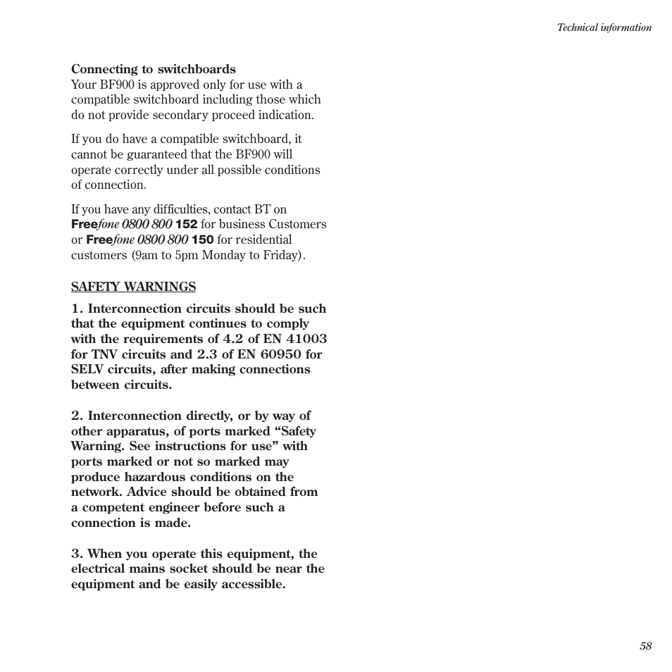 BT BF900 User Manual | Page 59 / 63