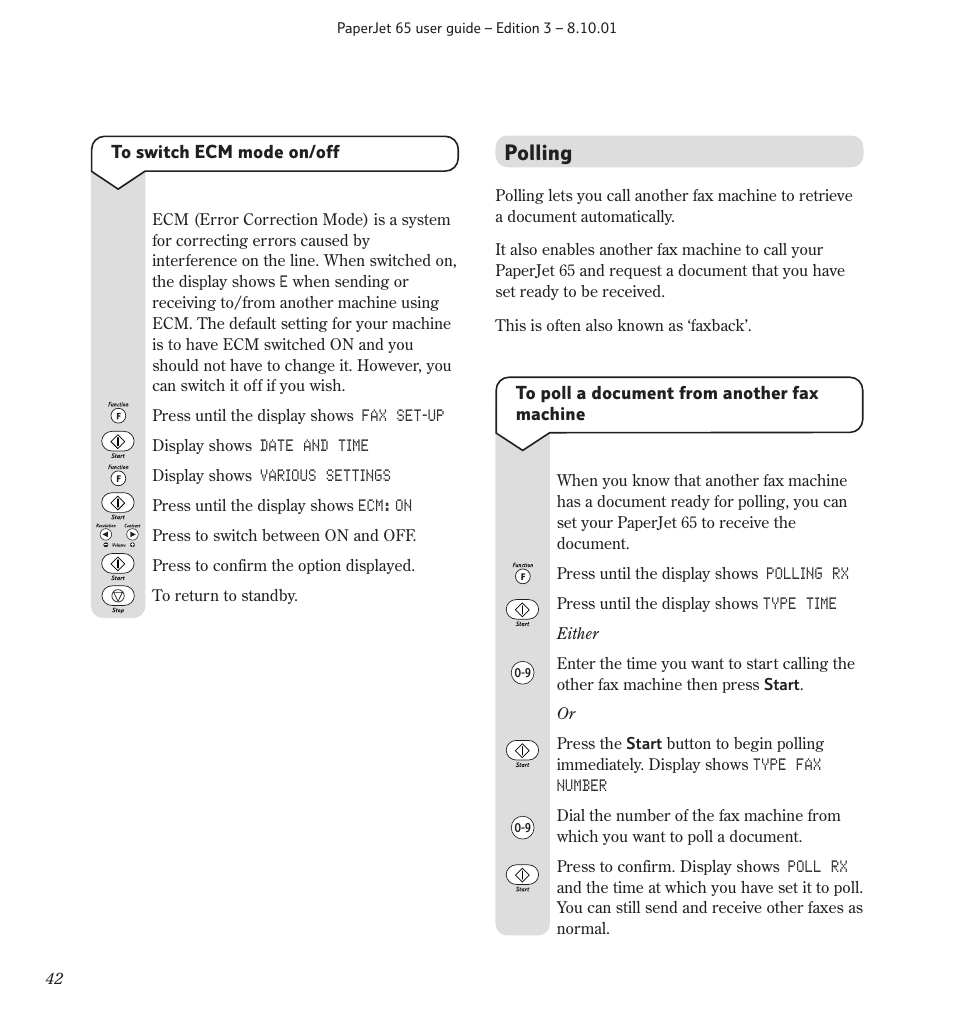 Polling | BT PaperJet 65 User Manual | Page 44 / 65