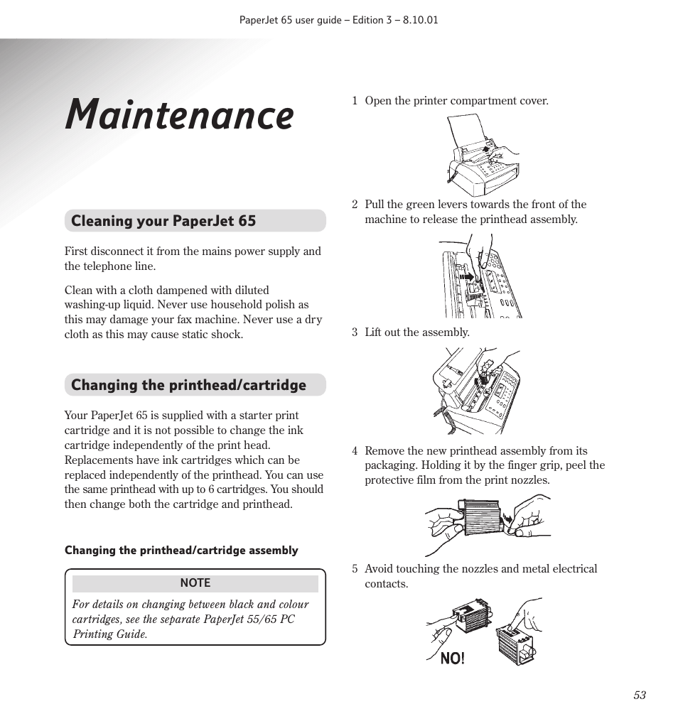Maintenance | BT PaperJet 65 User Manual | Page 55 / 65