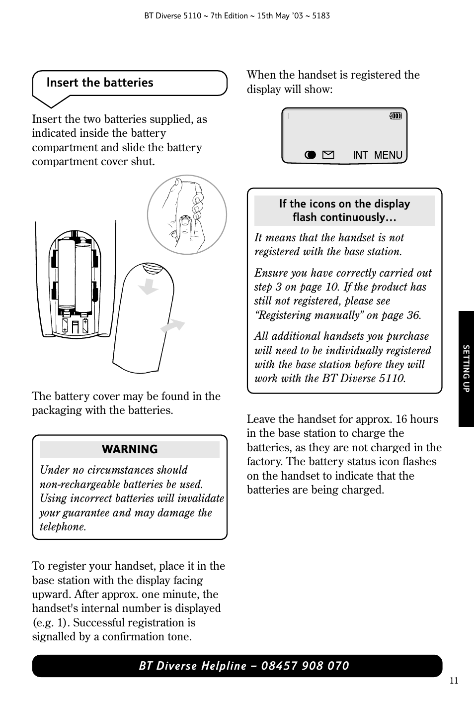 Insert the batteries | BT 5110 User Manual | Page 13 / 47