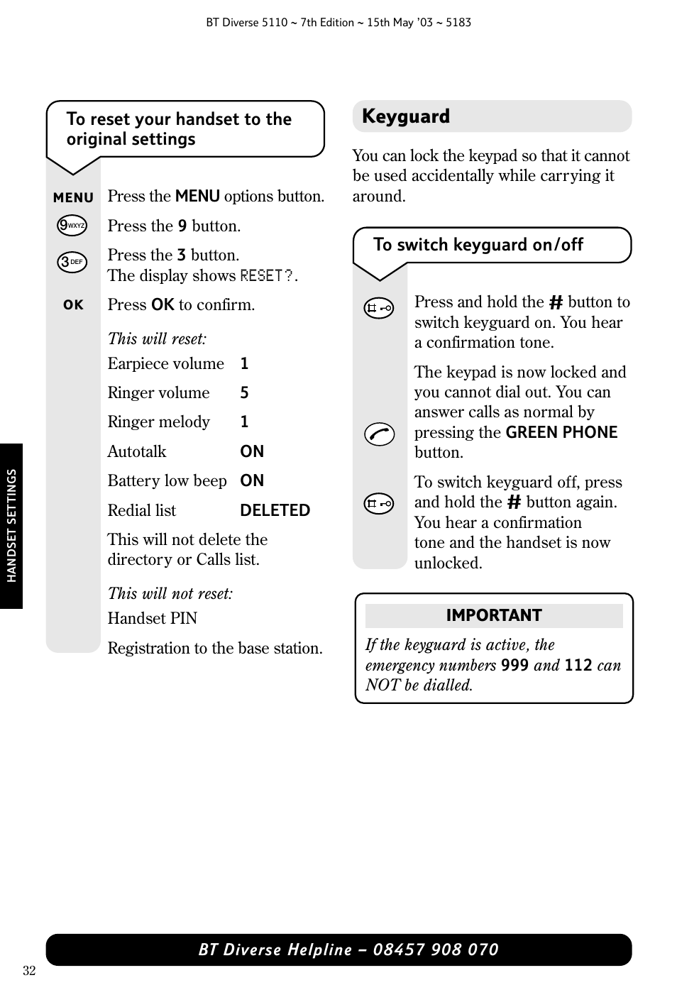 Keyguard | BT 5110 User Manual | Page 34 / 47