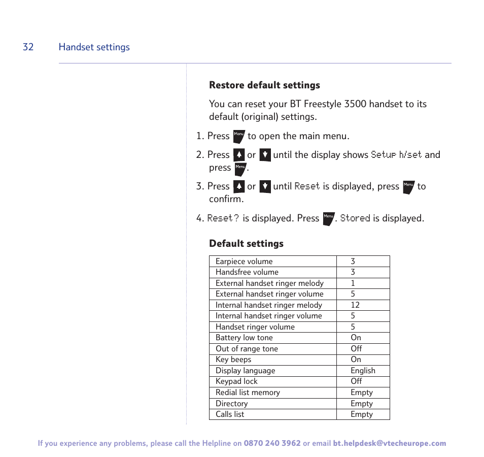 BT Freestyle 3500 User Manual | Page 32 / 64