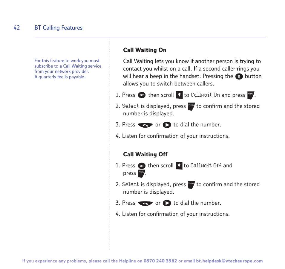 BT Freestyle 3500 User Manual | Page 42 / 64