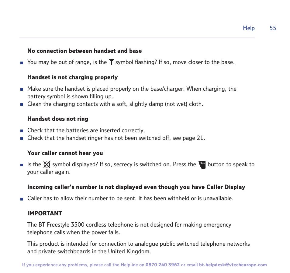 BT Freestyle 3500 User Manual | Page 55 / 64
