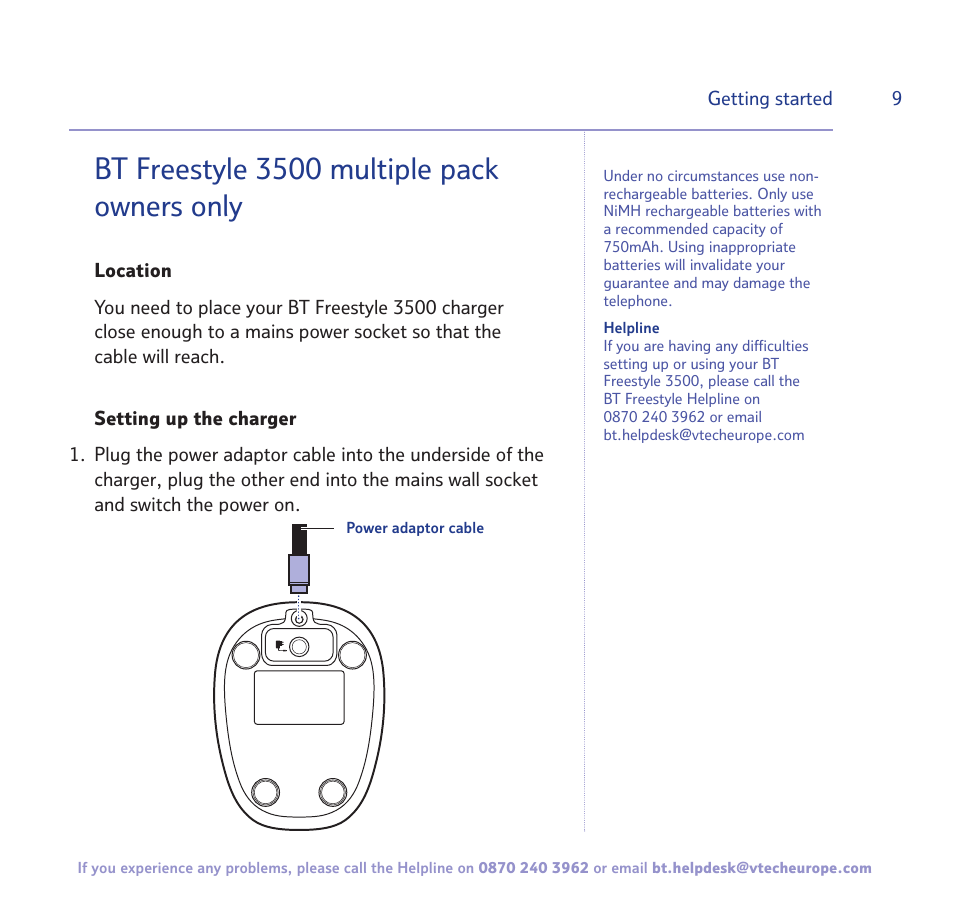 Bt freestyle 3500 multiple pack owners only | BT Freestyle 3500 User Manual | Page 9 / 64