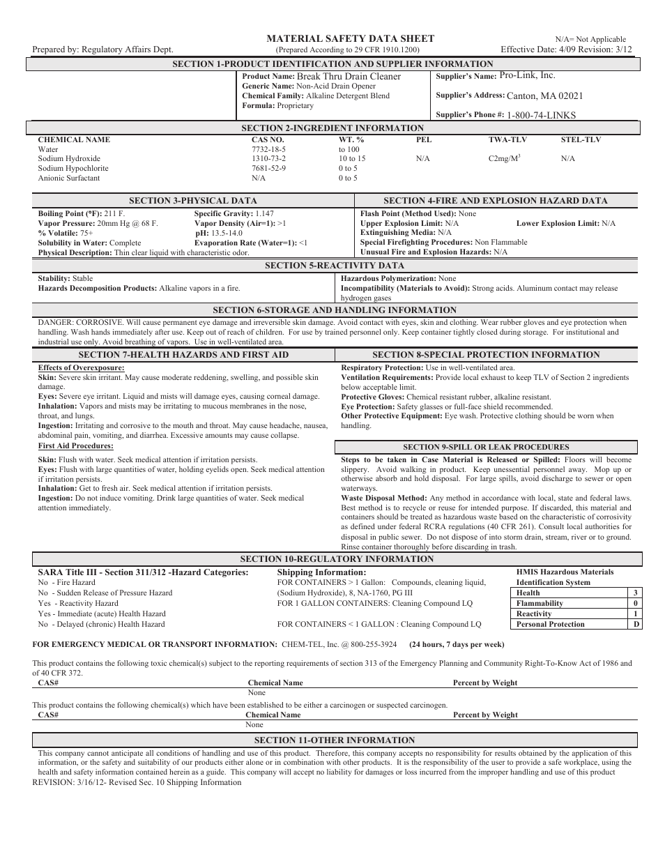 Pro-Link BreakThru B14193 User Manual | 1 page