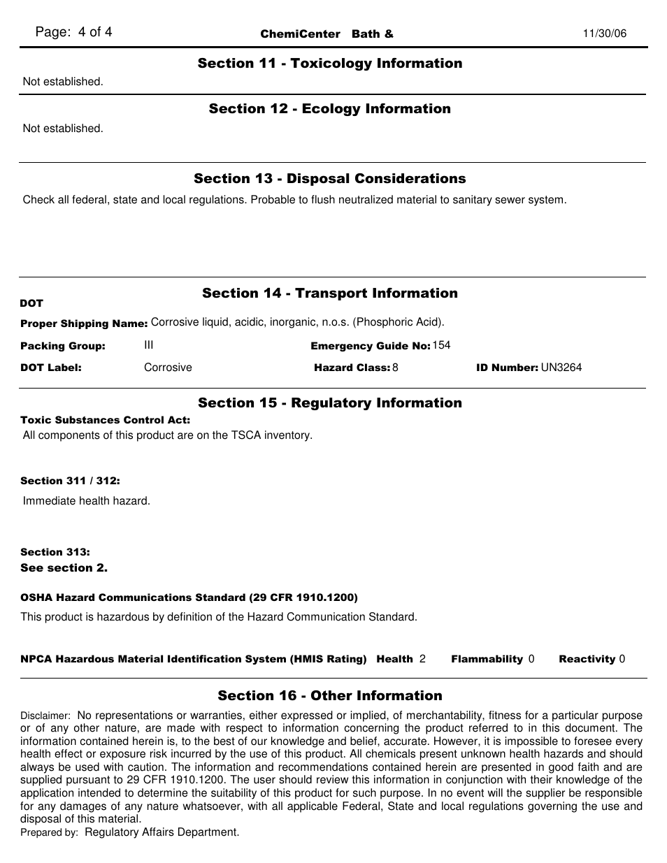 Pro-Link #33 ChemiCenter Bath and Bowl D10881 User Manual | Page 4 / 5