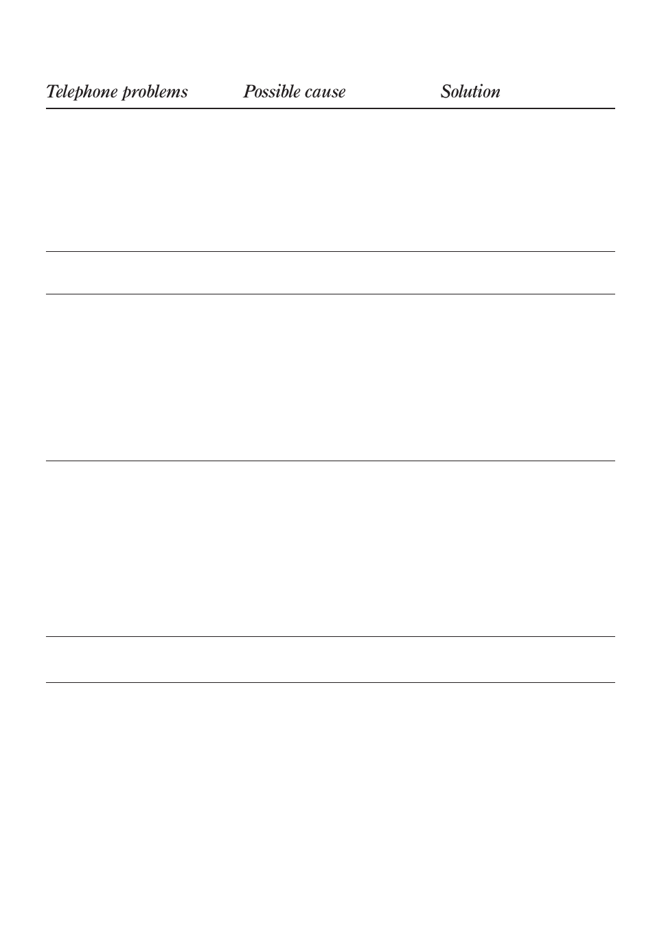 Telephone problems possible cause solution, Help | BT 90 User Manual | Page 25 / 38