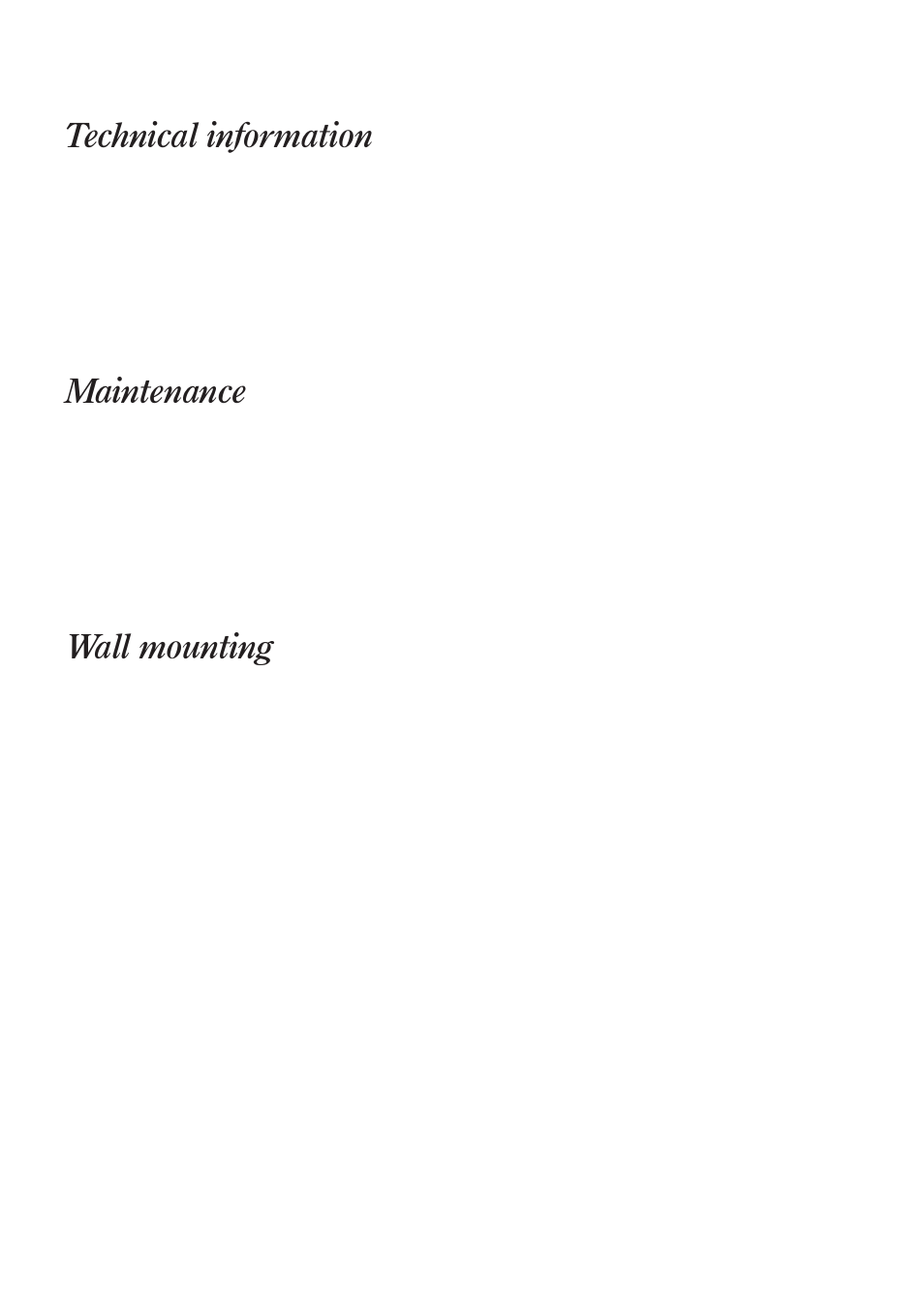 Technical information, Maintenance, Wall mounting | BT 90 User Manual | Page 34 / 38