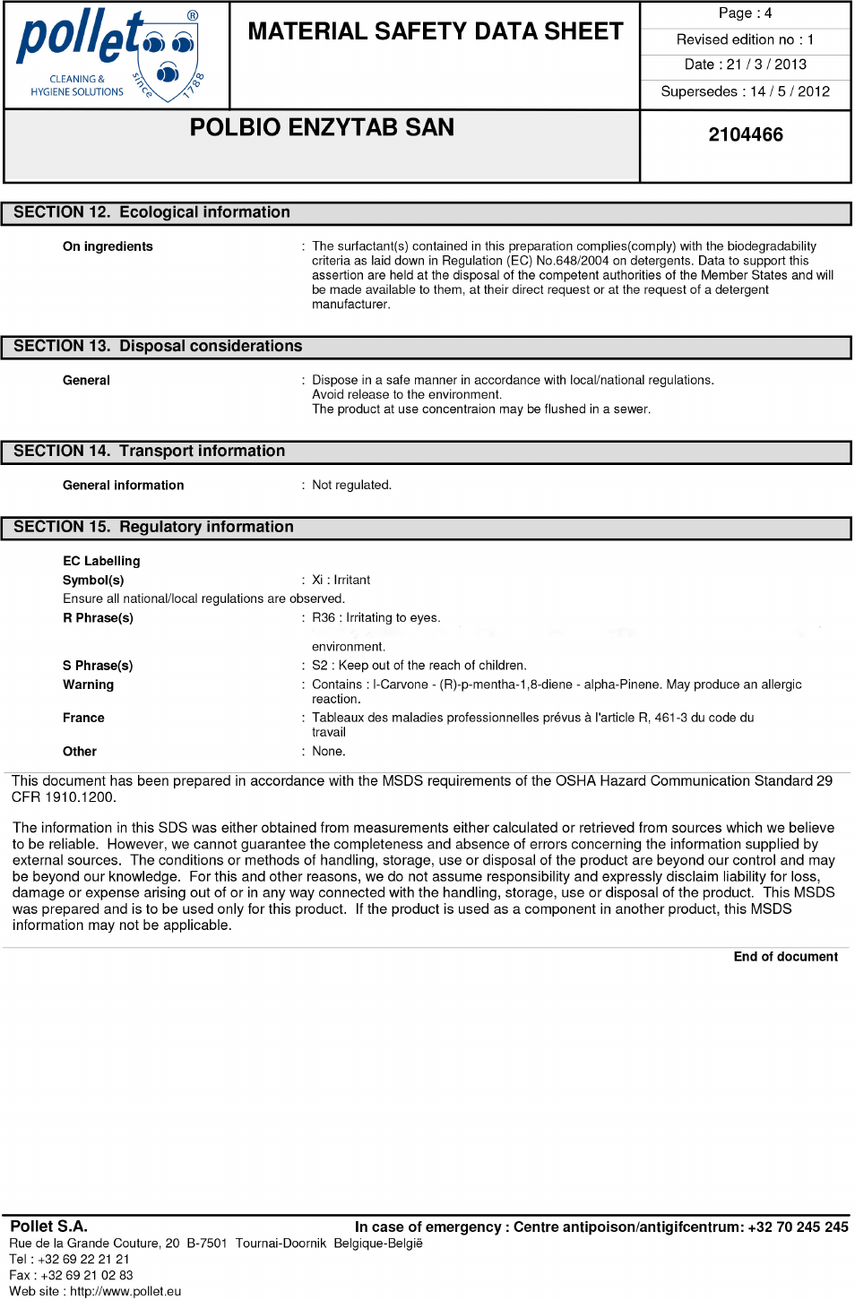 Pro-Link Genesan EnzyTab GEN820 User Manual | Page 4 / 4