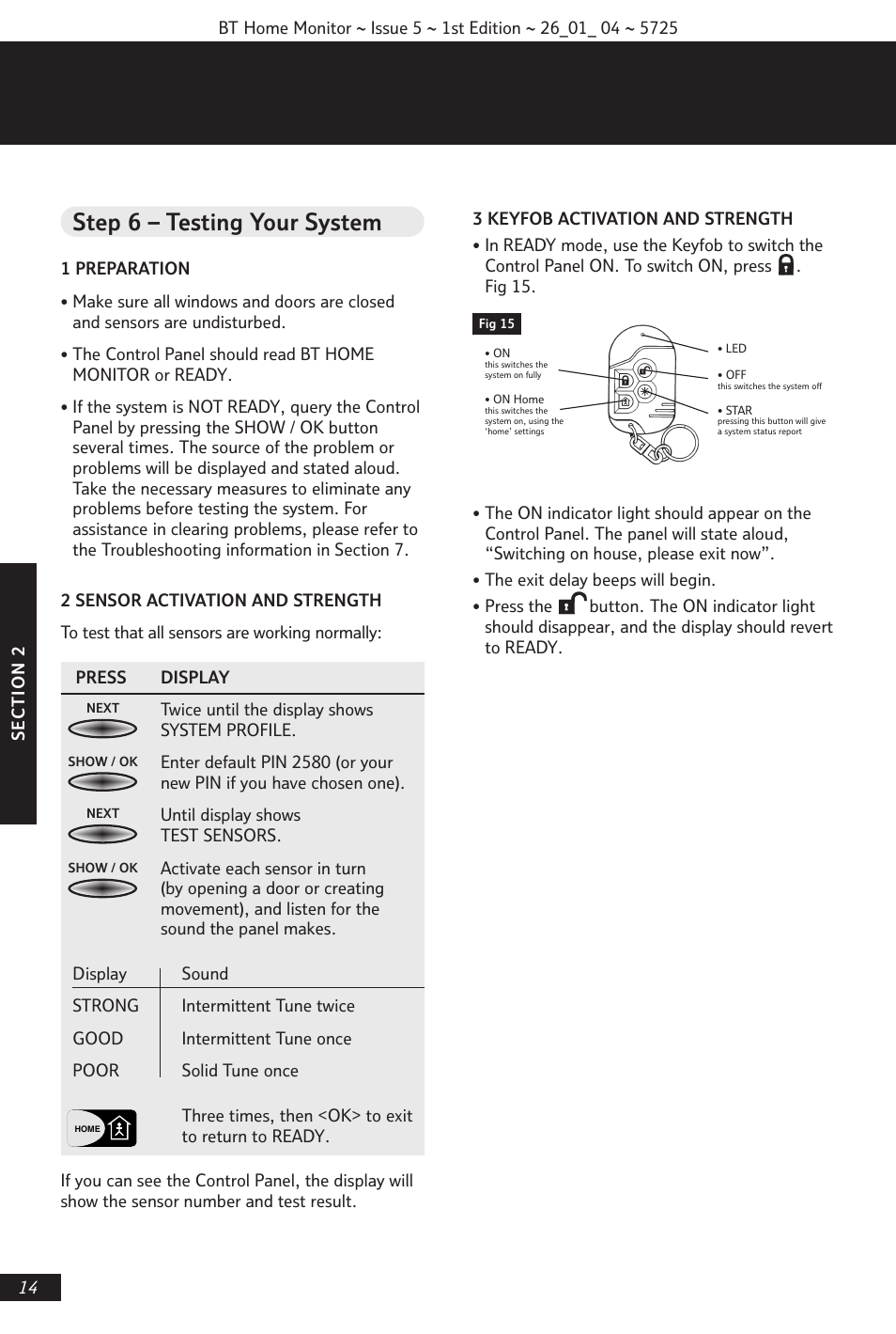 Step 6 – testing your system | BT VP1000 User Manual | Page 15 / 76