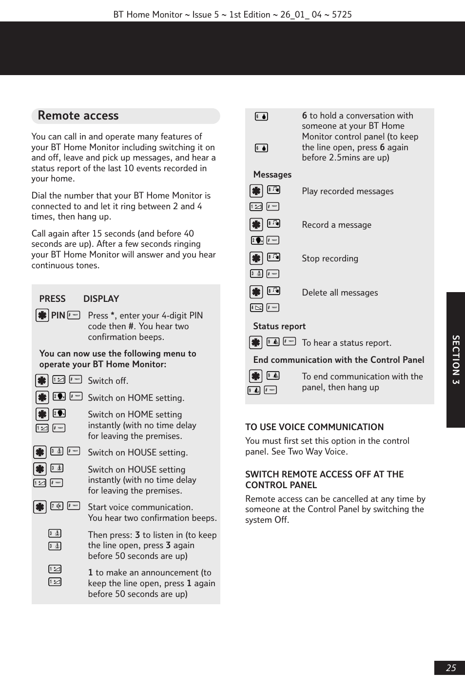 Remote access | BT VP1000 User Manual | Page 26 / 76