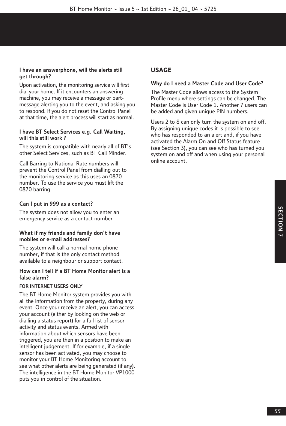BT VP1000 User Manual | Page 56 / 76