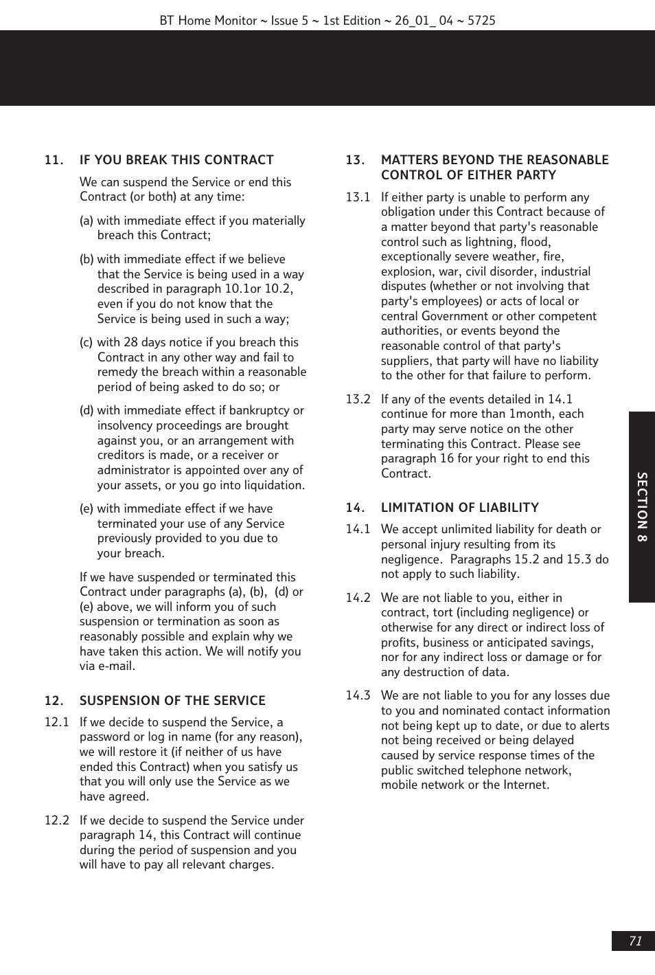 BT VP1000 User Manual | Page 72 / 76