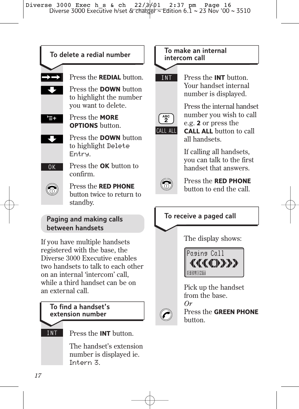 Pag i ng ca l l | BT 3000 Executive User Manual | Page 20 / 60