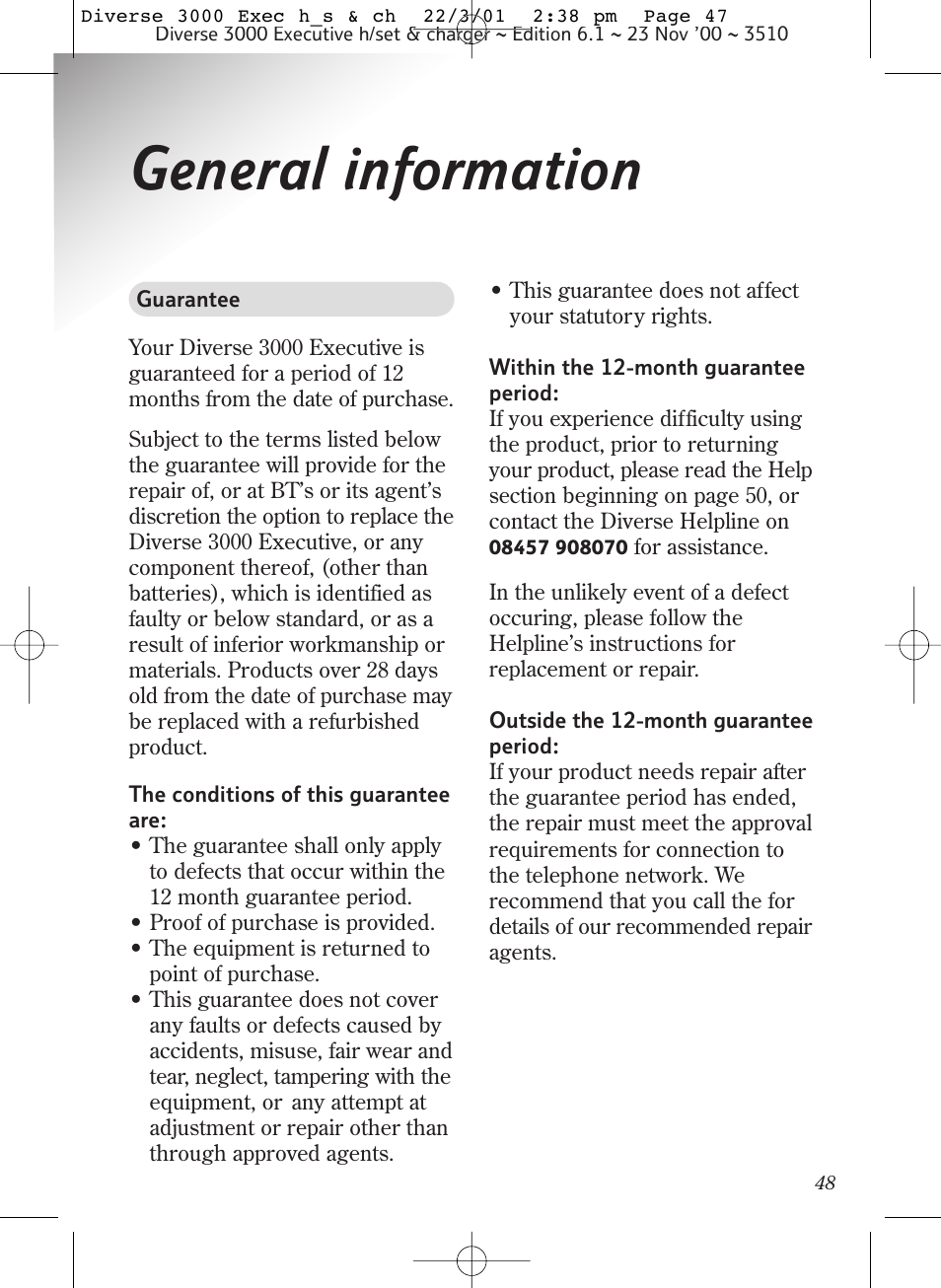 General information | BT 3000 Executive User Manual | Page 51 / 60