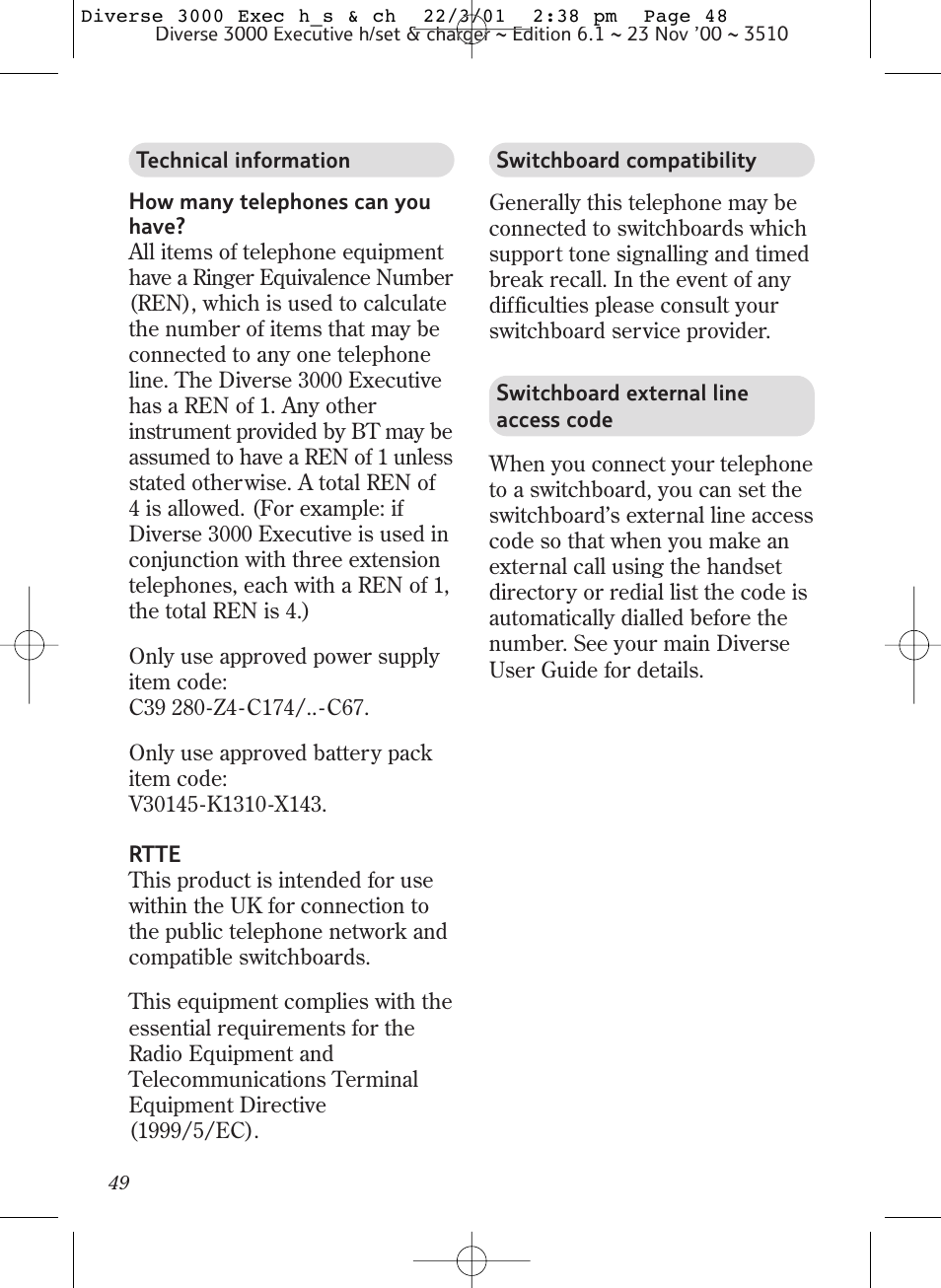 BT 3000 Executive User Manual | Page 52 / 60