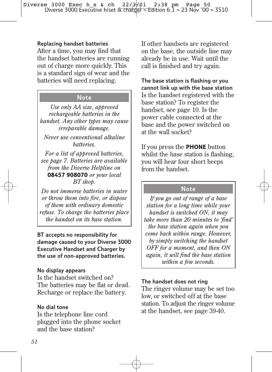 BT 3000 Executive User Manual | Page 54 / 60