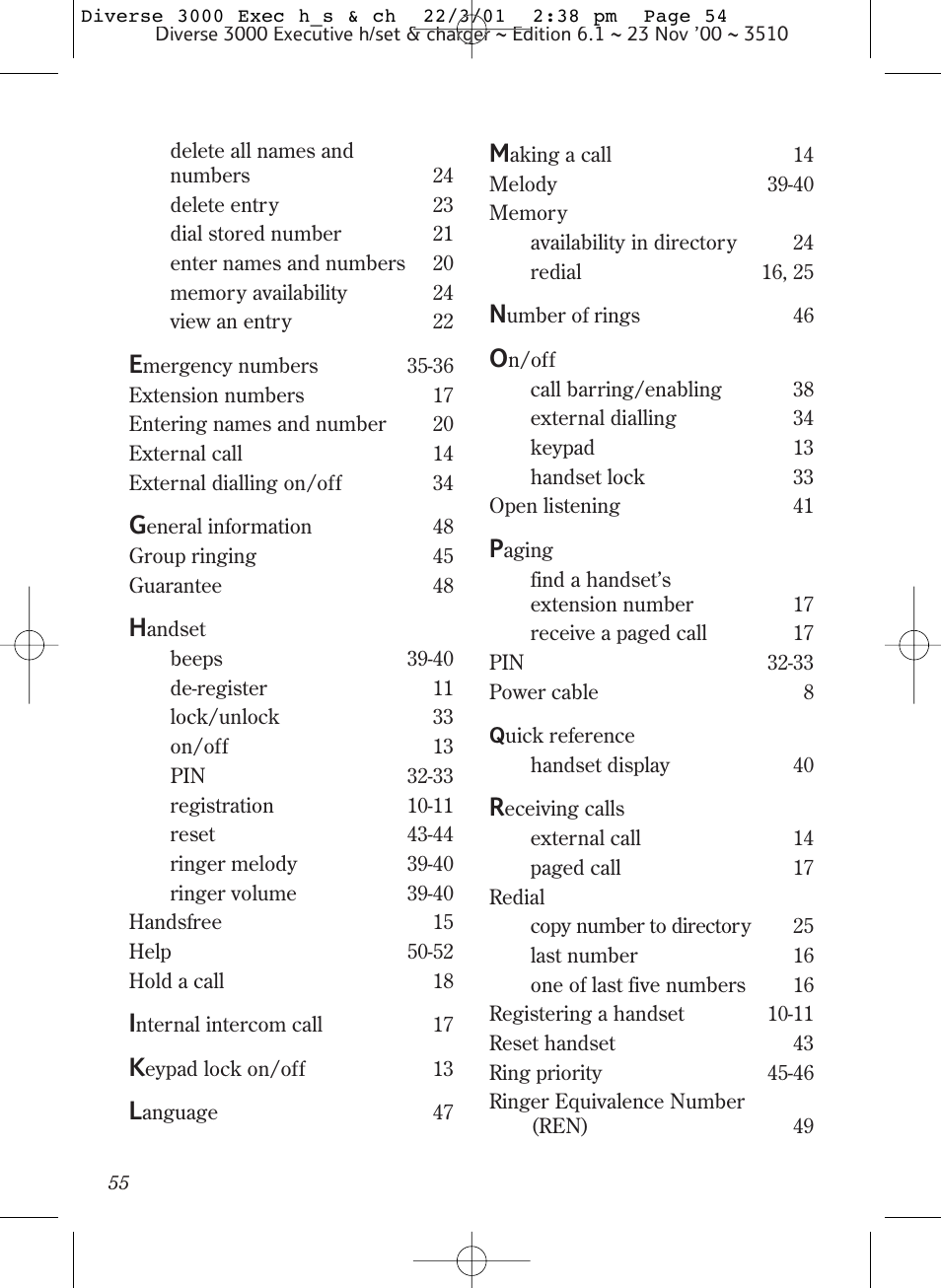 BT 3000 Executive User Manual | Page 58 / 60