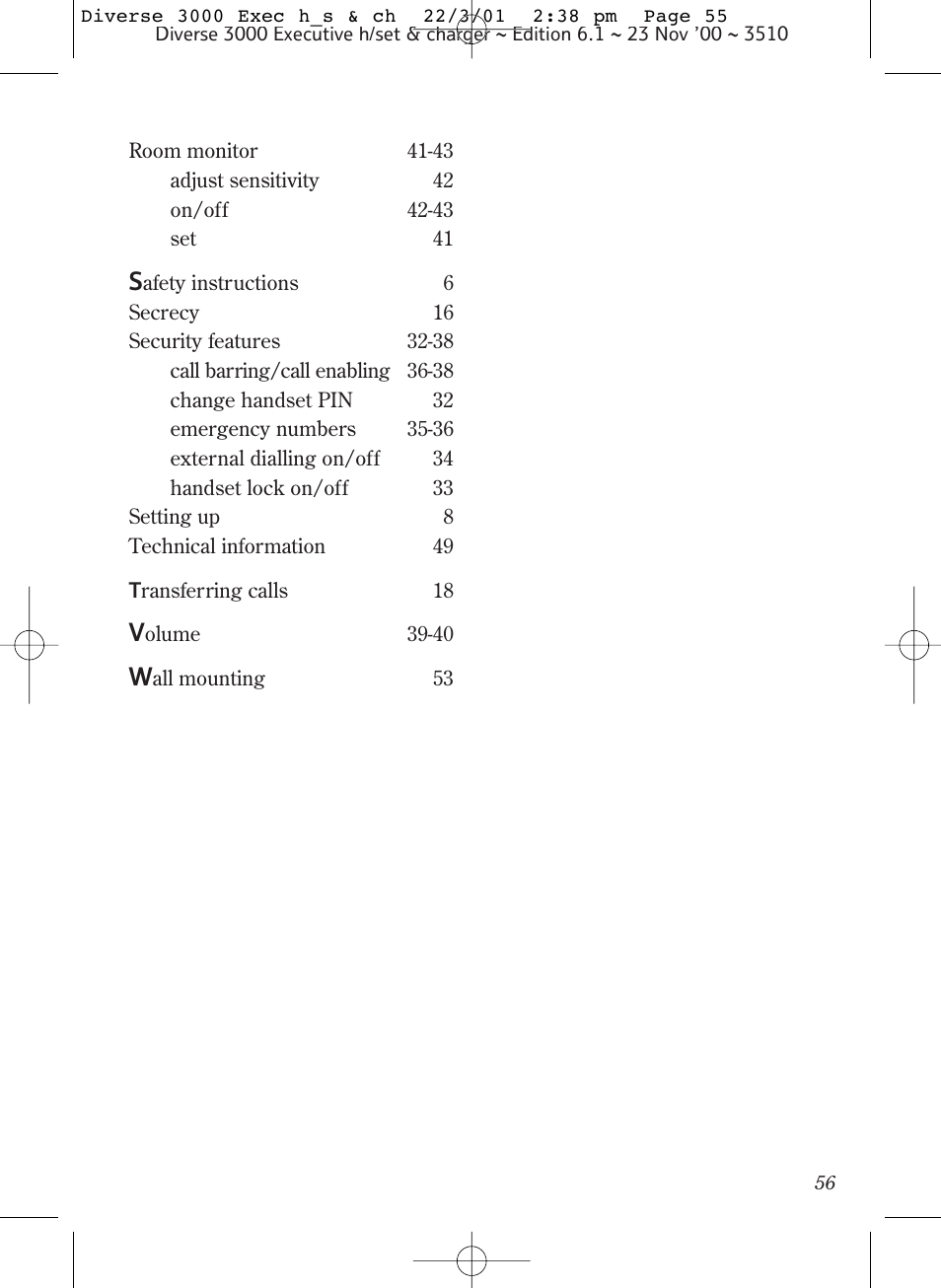 BT 3000 Executive User Manual | Page 59 / 60