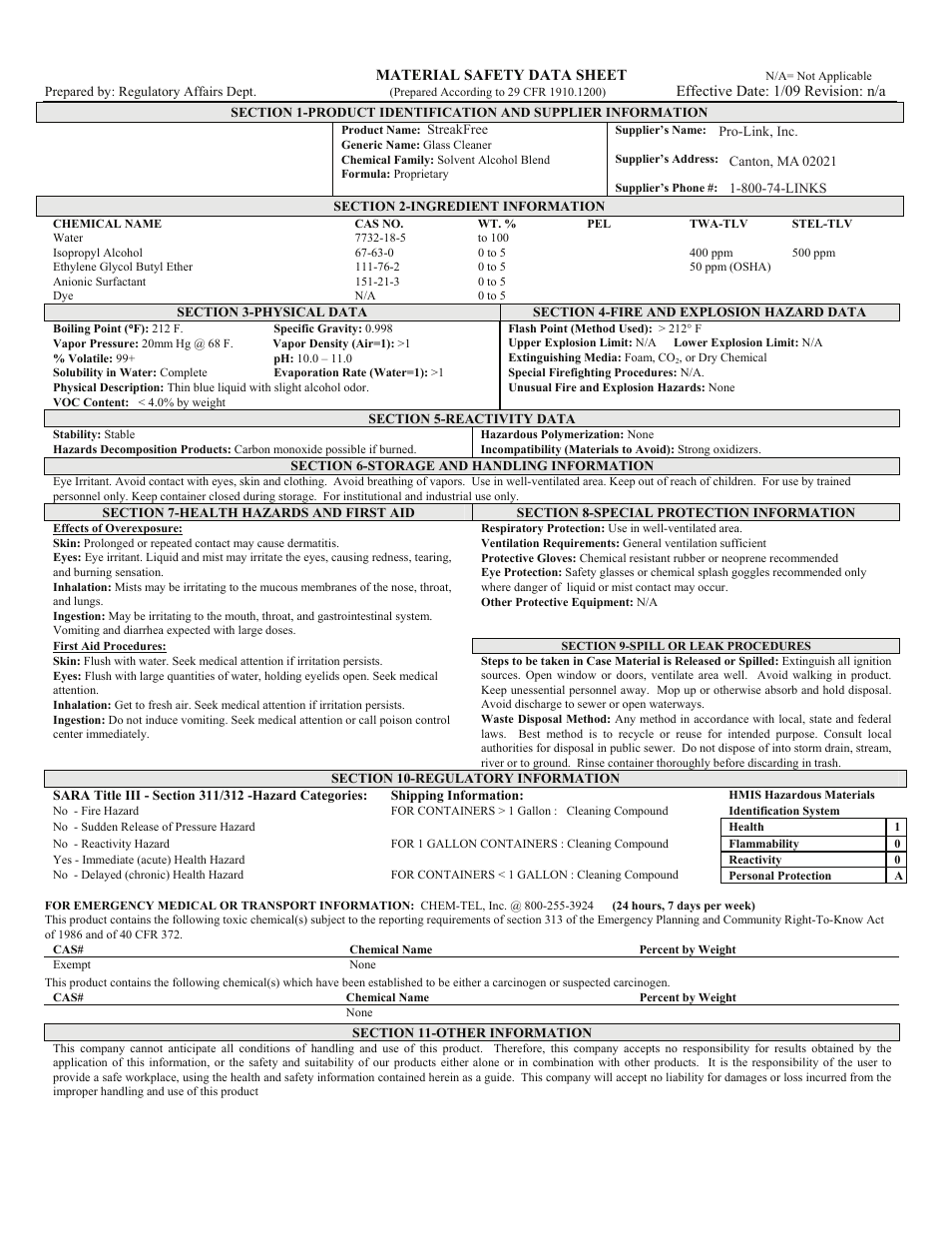 Pro-Link B14166 User Manual | 1 page