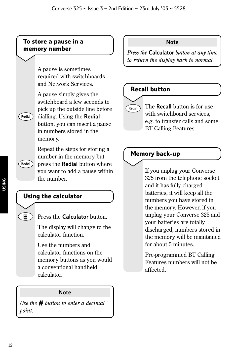 BT CONVERSE 325 User Manual | Page 13 / 23