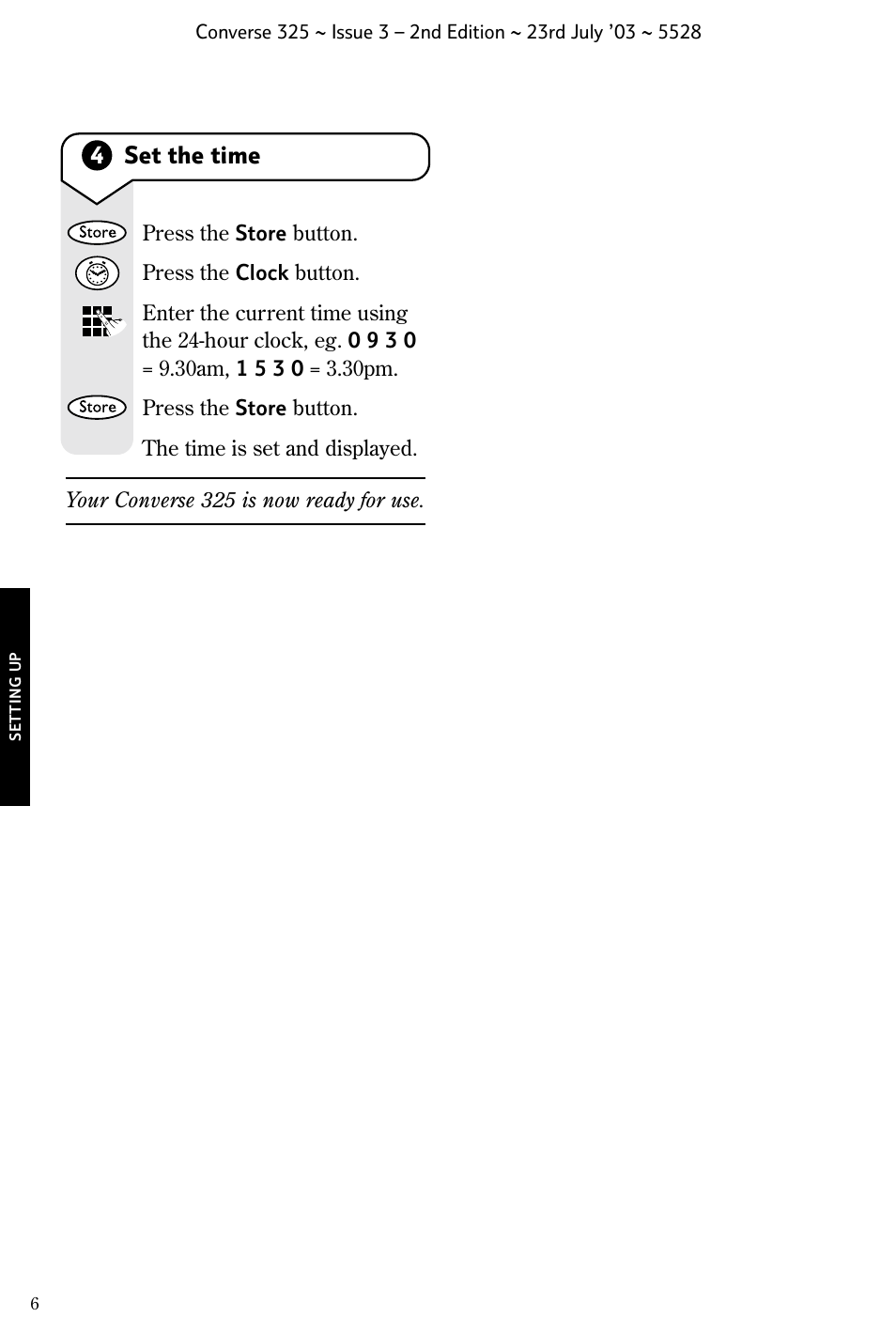 4set the time | BT CONVERSE 325 User Manual | Page 7 / 23