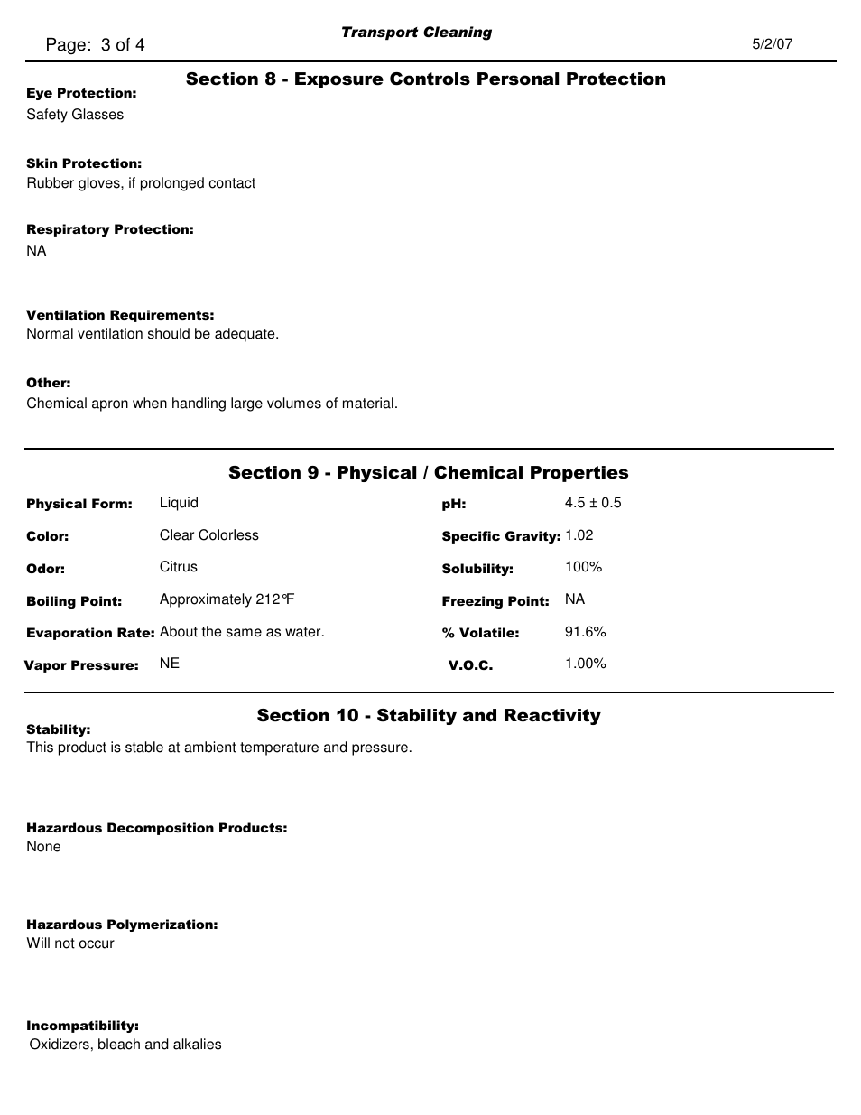 Page: 3 of 4 | Pro-Link TCS-3 TransOxy Oxygenated Cleaner TCS11022 User Manual | Page 3 / 4