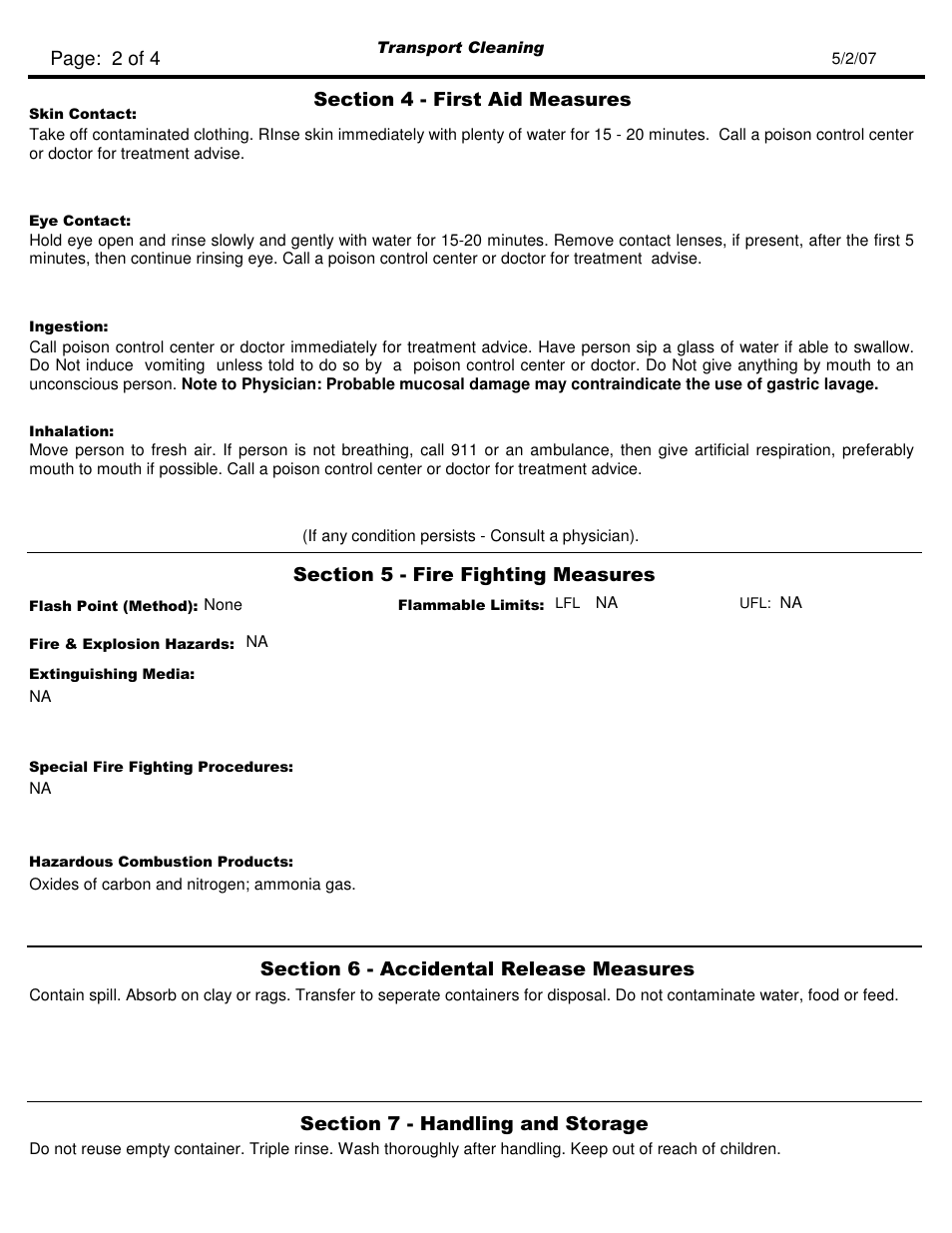 Pro-Link TCS-4 Broadband Q256 Broad Spectrum Disinfectant Cleaner TCS11024 User Manual | Page 2 / 4