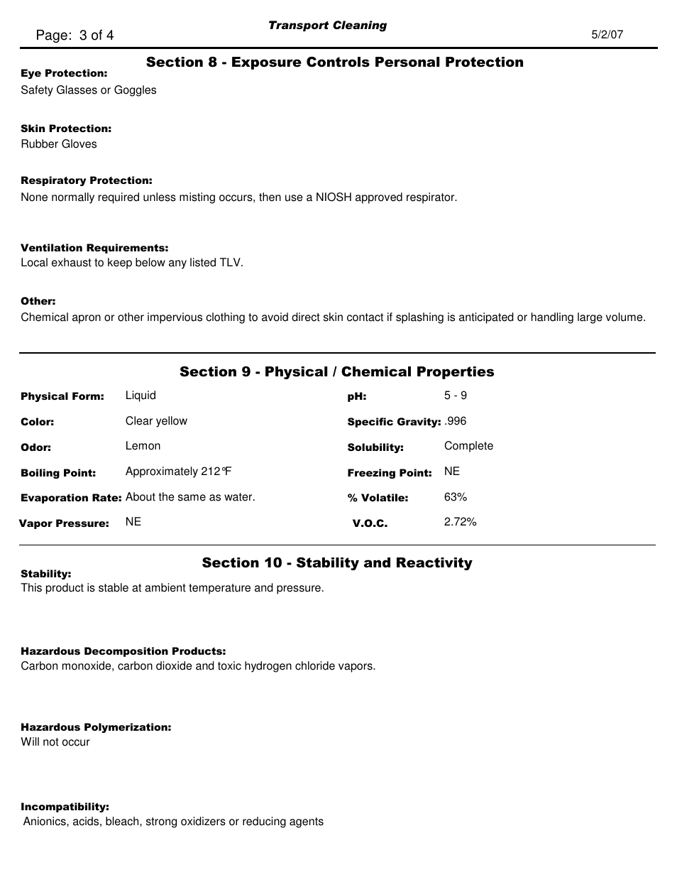 Page: 3 of 4 | Pro-Link TCS-4 Broadband Q256 Broad Spectrum Disinfectant Cleaner TCS11024 User Manual | Page 3 / 4