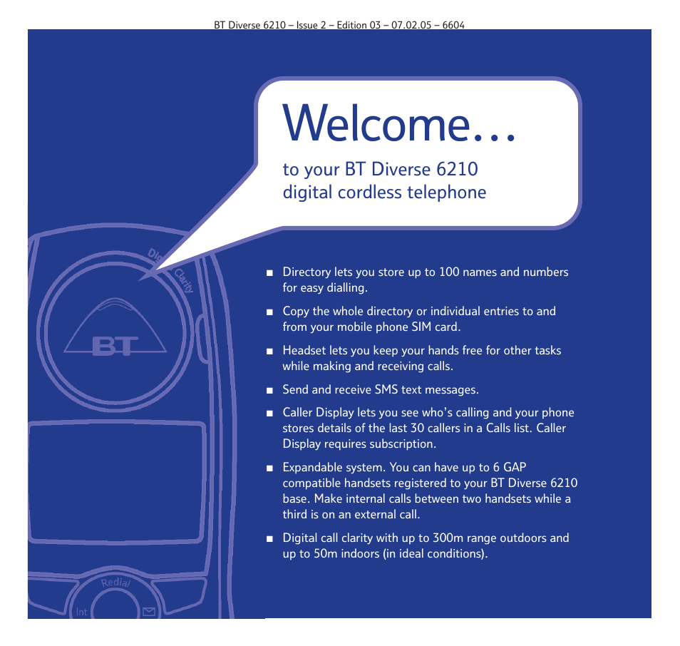 Welcome | BT Diverse 6210 User Manual | Page 2 / 70