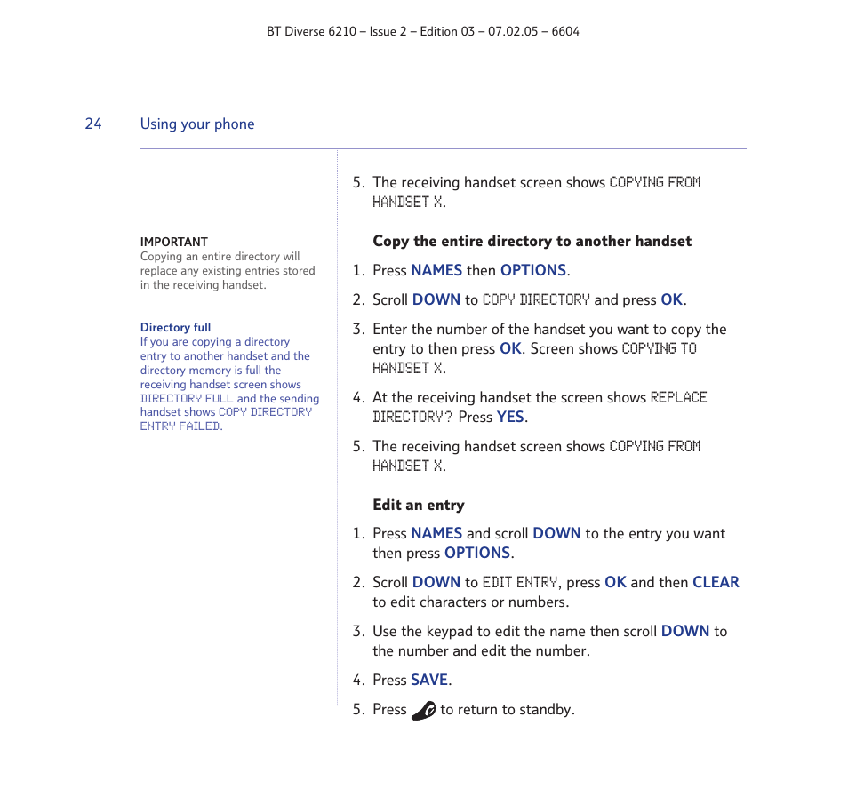 BT Diverse 6210 User Manual | Page 24 / 70