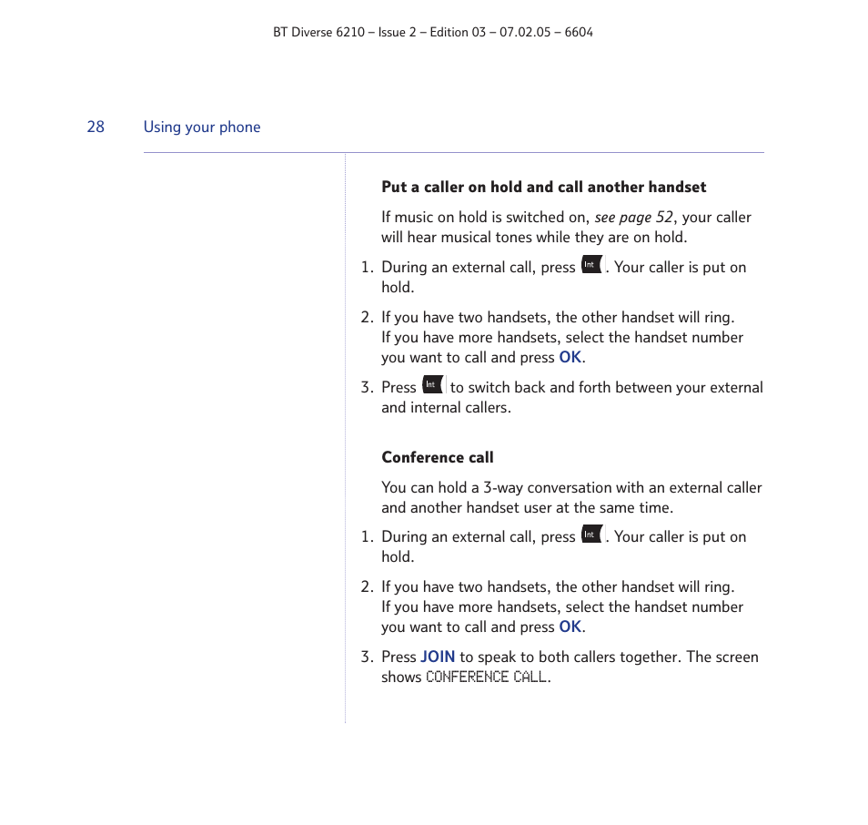 BT Diverse 6210 User Manual | Page 28 / 70