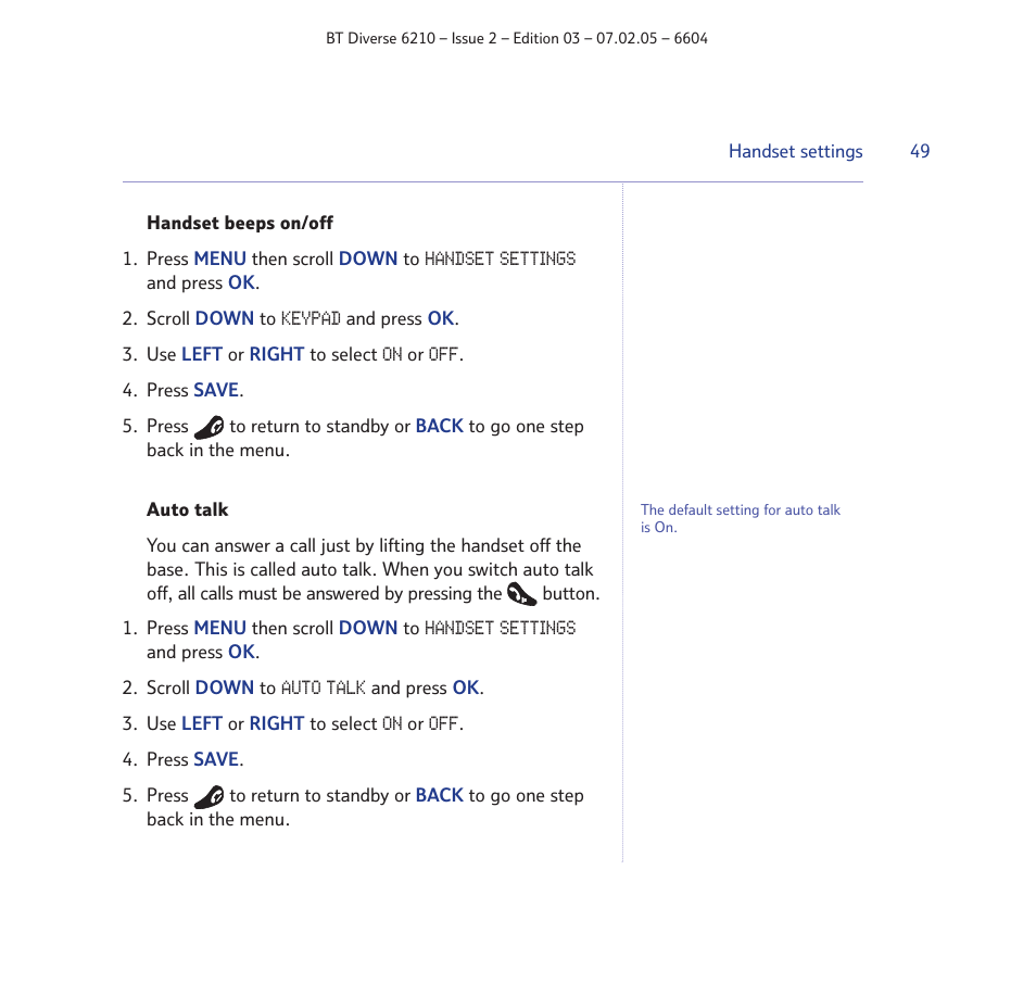 BT Diverse 6210 User Manual | Page 49 / 70