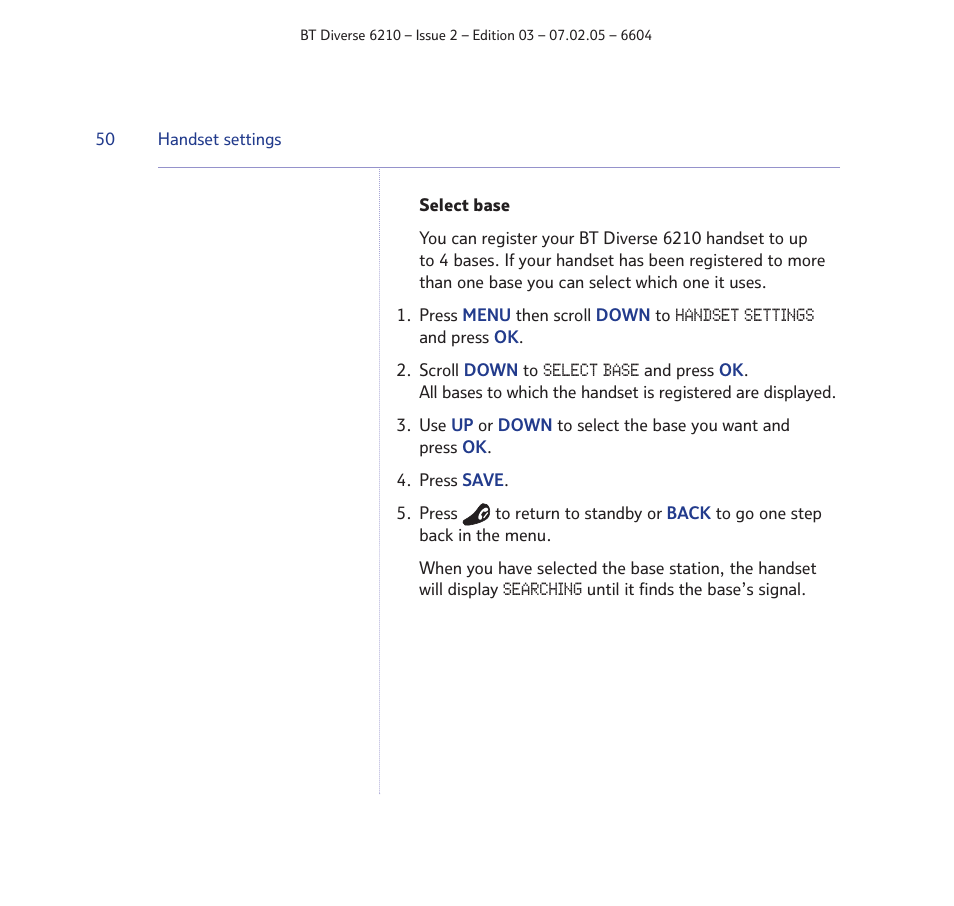 BT Diverse 6210 User Manual | Page 50 / 70