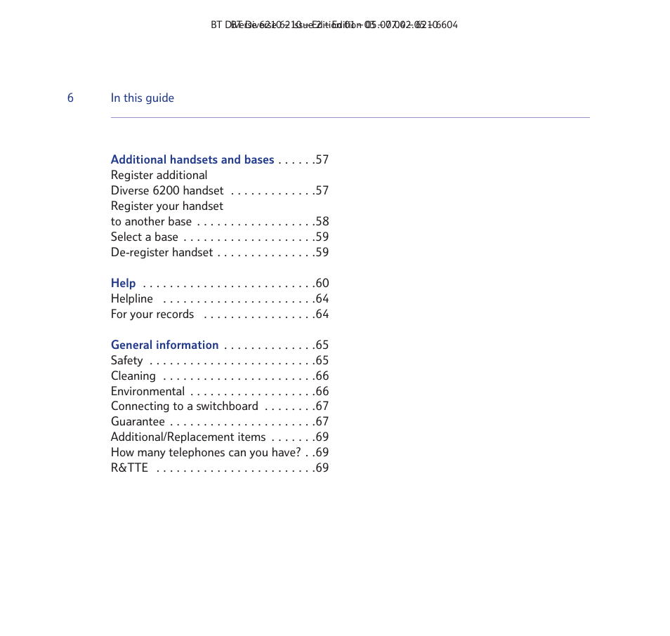 BT Diverse 6210 User Manual | Page 6 / 70