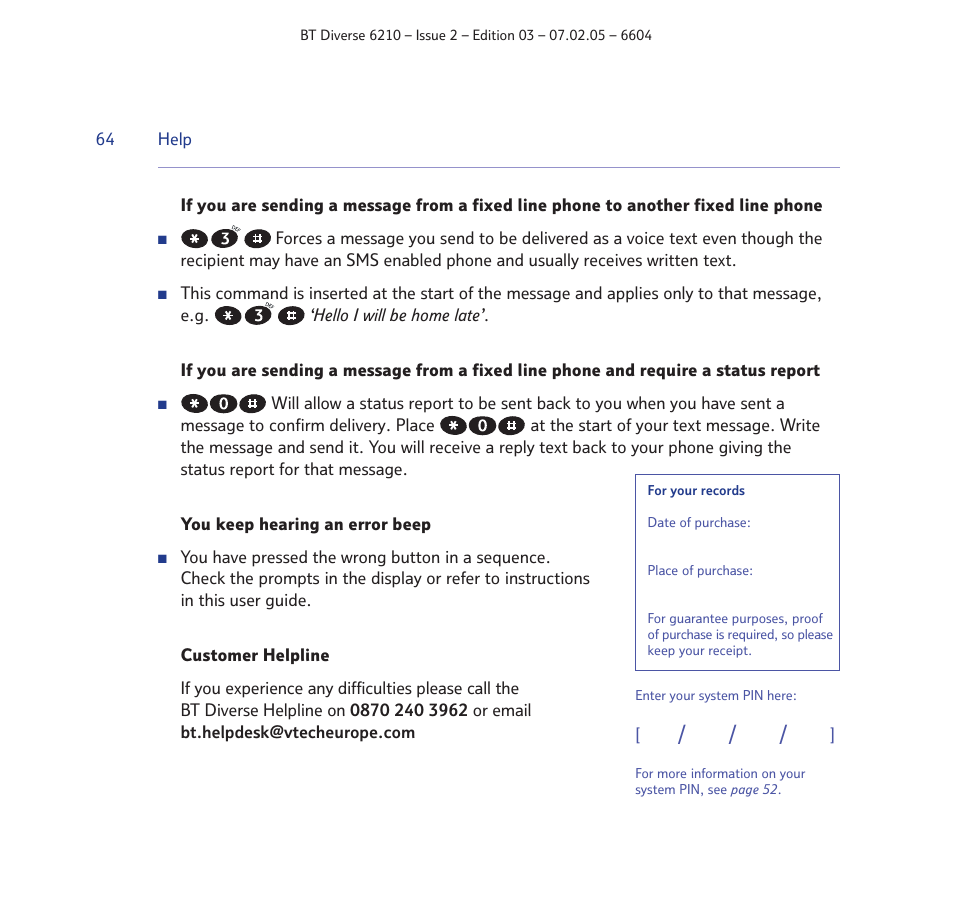 BT Diverse 6210 User Manual | Page 64 / 70