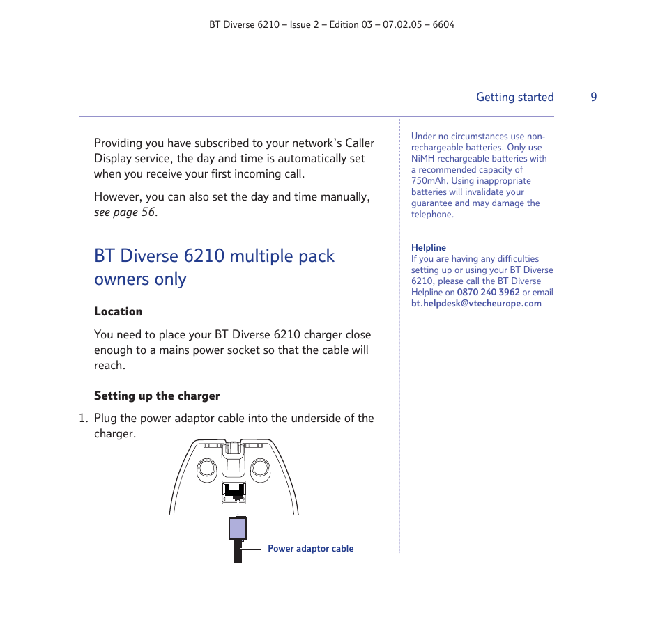 Bt diverse 6210 multiple pack owners only | BT Diverse 6210 User Manual | Page 9 / 70