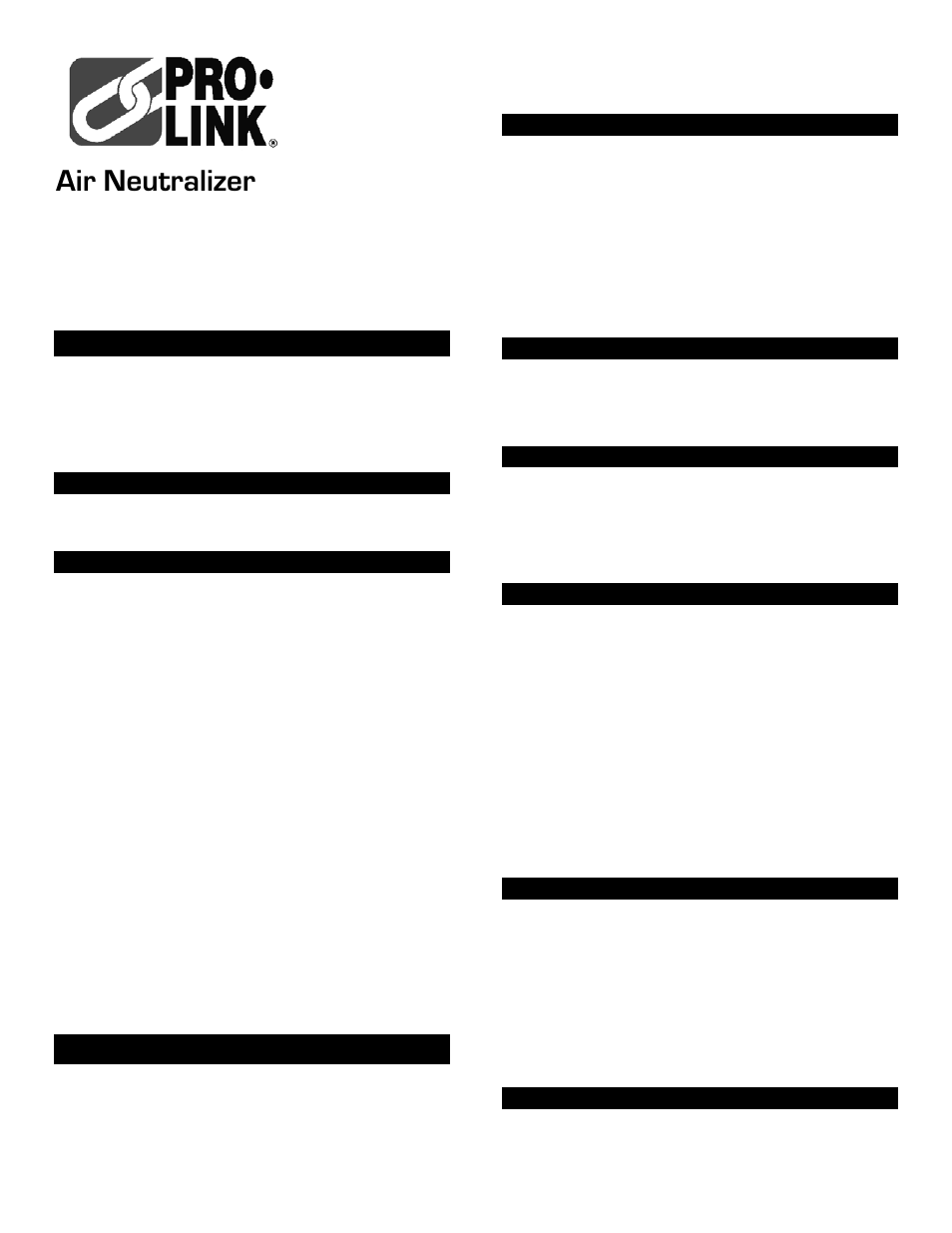Pro-Link Air Neutralizer 06117 User Manual | 2 pages
