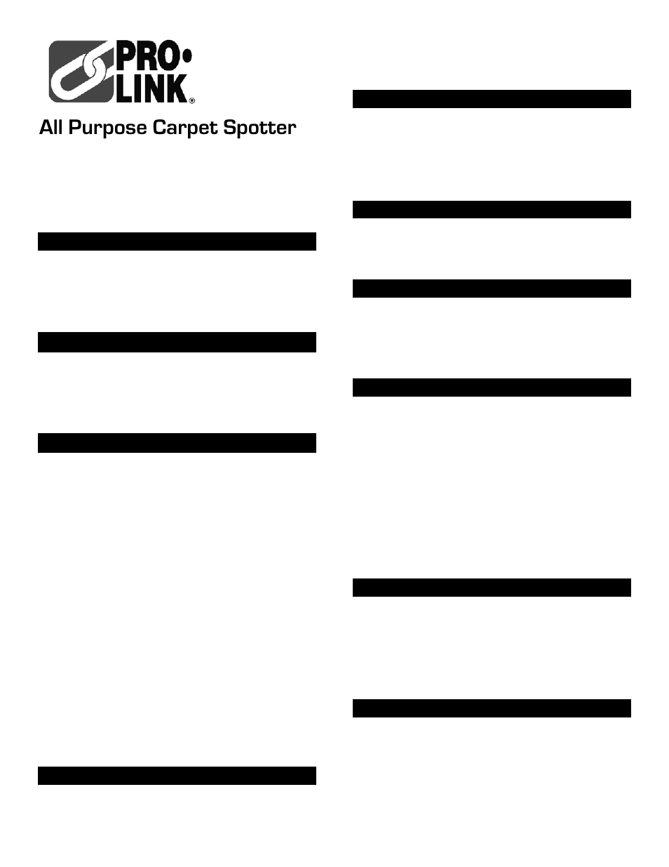 Pro-Link All Purpose Carpet Spotter 06119 EN User Manual | 2 pages