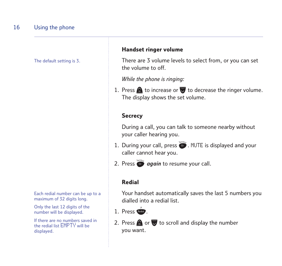Mute, Empty | BT STUDIO 1100 User Manual | Page 16 / 56
