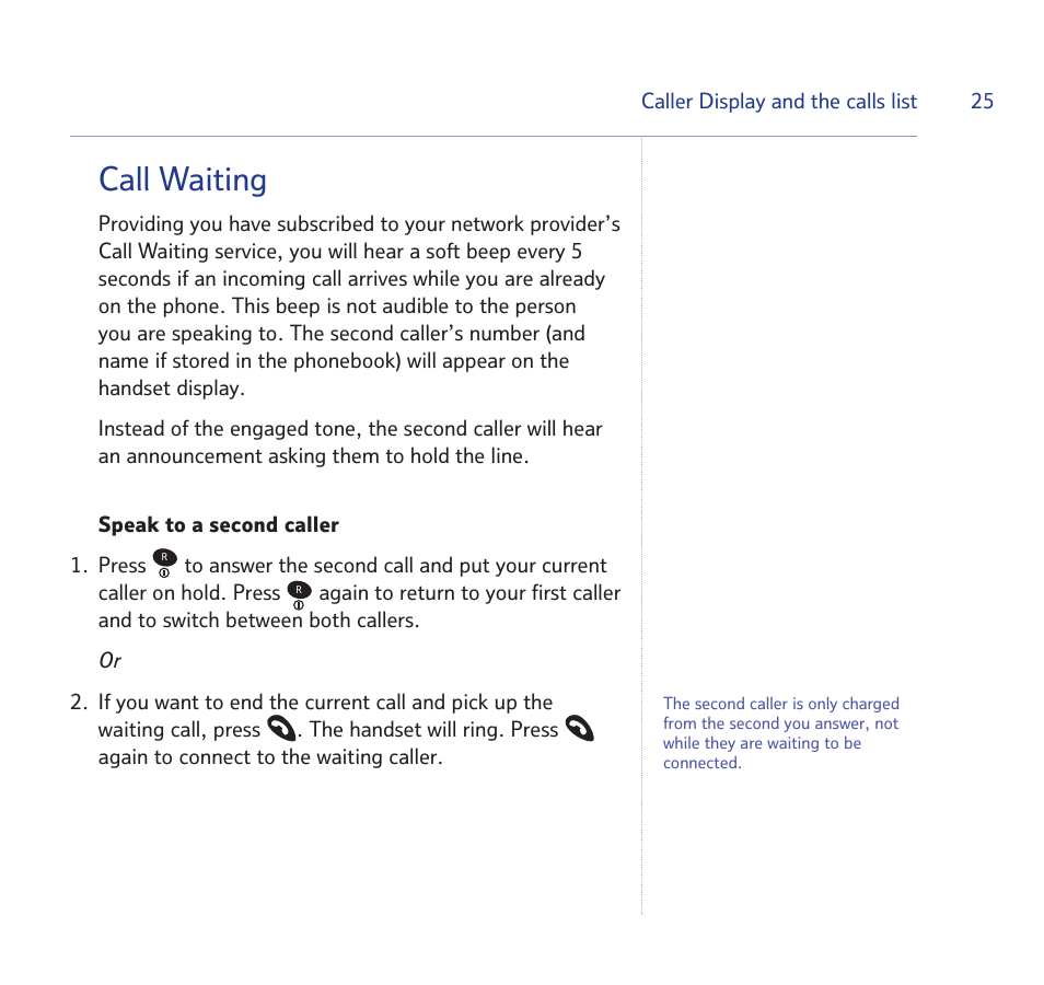 Call waiting | BT STUDIO 1100 User Manual | Page 25 / 56