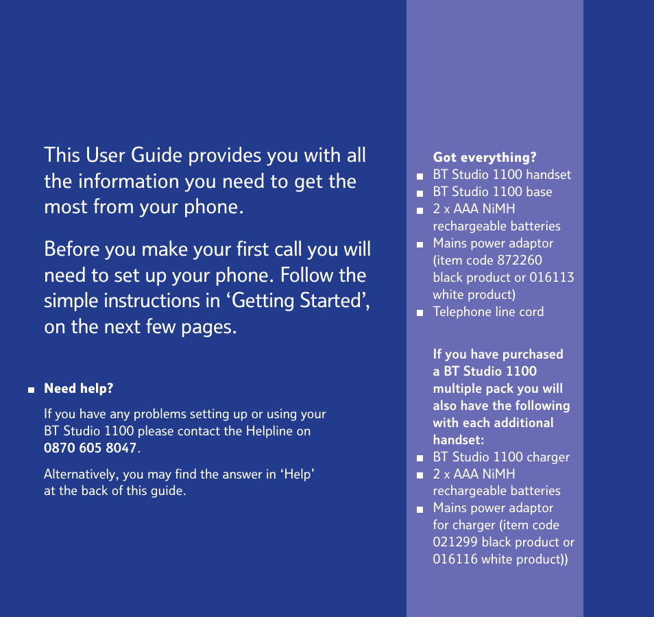 BT STUDIO 1100 User Manual | Page 3 / 56