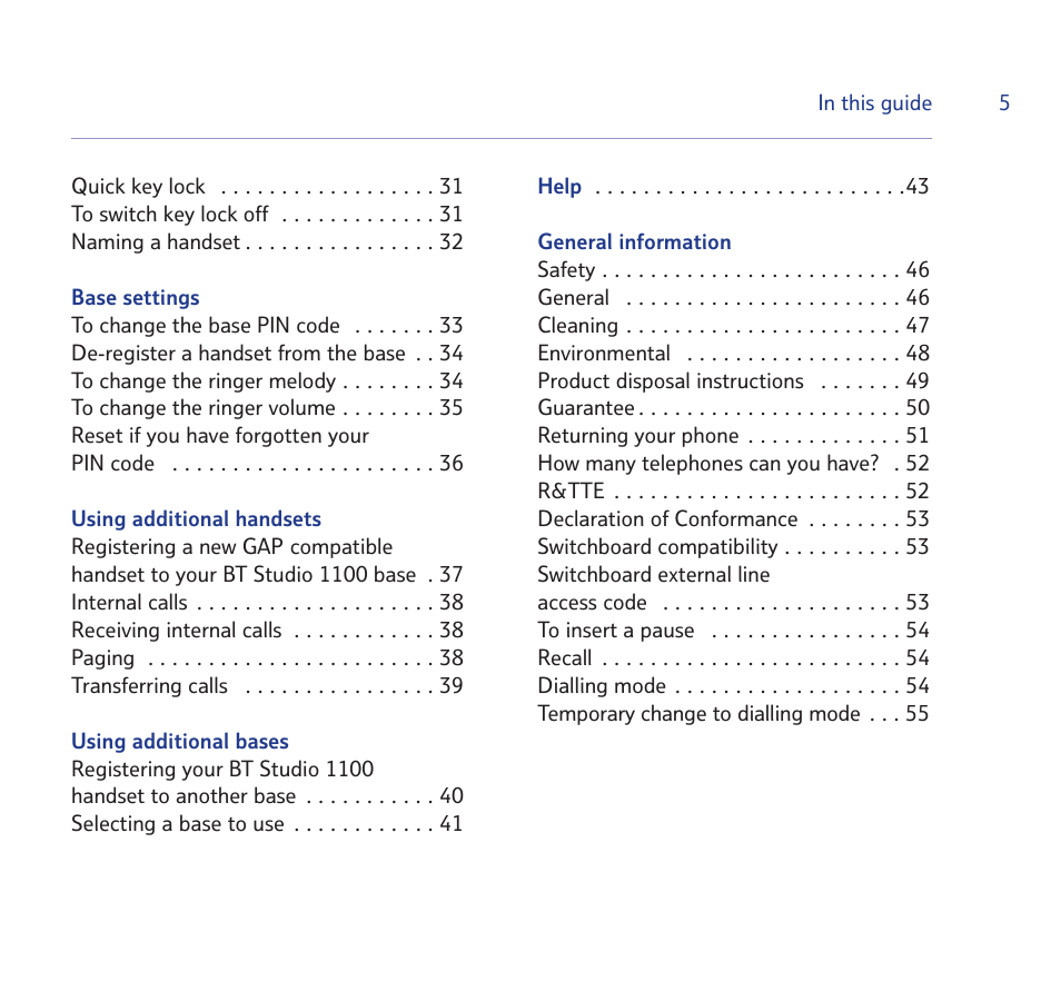 BT STUDIO 1100 User Manual | Page 5 / 56